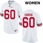 NCAA Ohio State Buckeyes Women's #60 Zaid Hamdan White Nike Football College Jersey TZW4445ZH